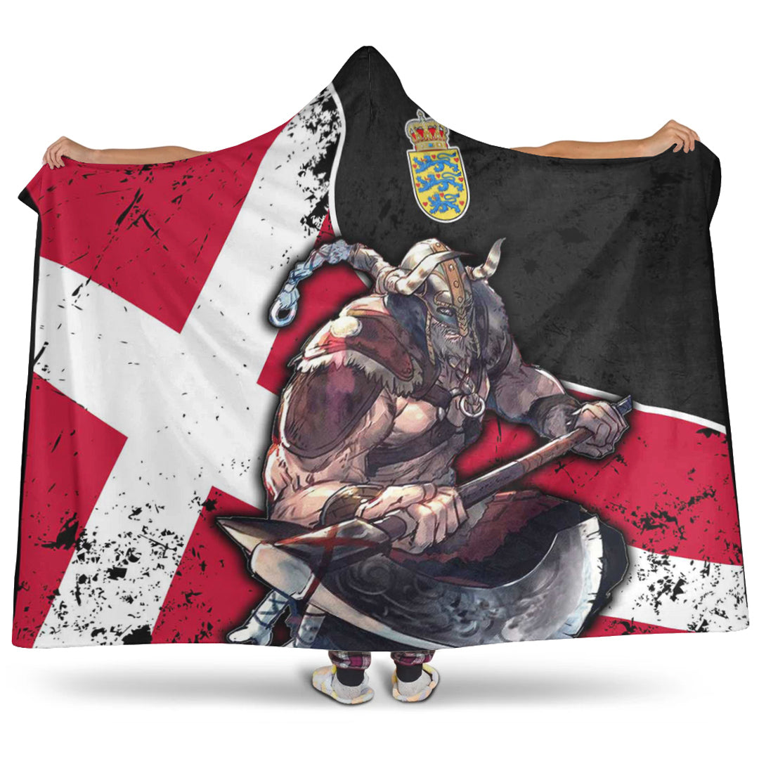 VikingStyle Hooded Blanket - Denmark Warrior Brush Style Hooded Blanket A35