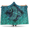 VikingStyle Hooded Blanket - Odin's Celtic Raven on the Background Yggdrasil Tree Cyan Celtic Tattoo Hooded Blanket A35