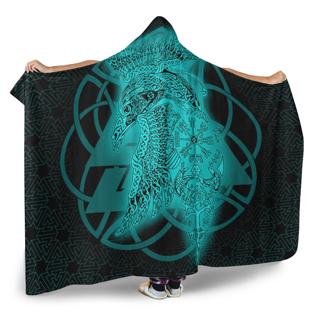 VikingStyle Hooded Blanket - Raven Valknut Viking Homeset Hooded Blanket A95