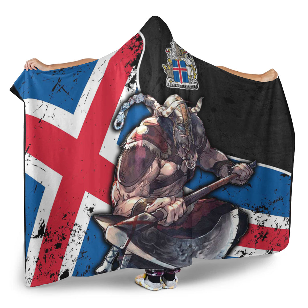 VikingStyle Hooded Blanket - Iceland Warrior Brush Style Hooded Blanket A35