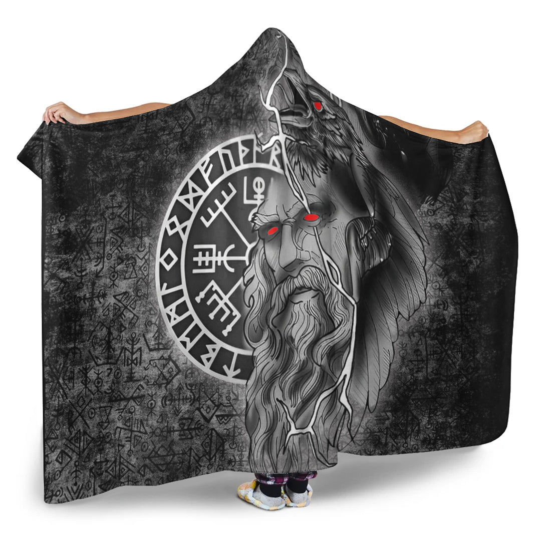 VikingStyle Hooded Blanket - Odin Viking Raven Of Odin Hooded Blanket A95