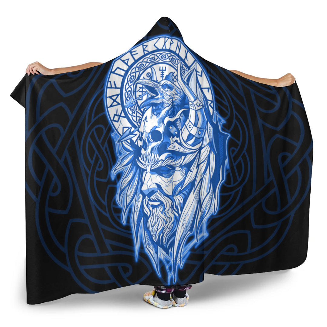 VikingStyle Hooded Blanket -Viking Odin Set Blue Hooded Blanket A95