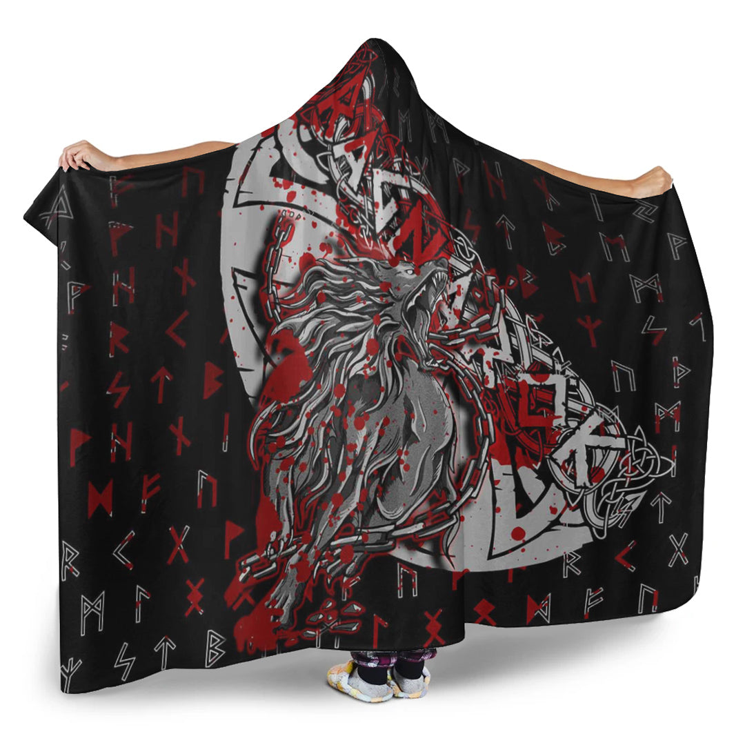 VikingStyle Hooded Blanket - Fenrir Ragnarok Blood Hooded Blanket A94