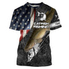 Bluejose Flathead Catfish Fishing American Flag Patriotic Custom Name 3D Shirts
