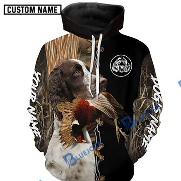 BlueJose English Springer Spaniel Hunting Dog Custom Name Hoodie Shirt for Hunter | Pheasant