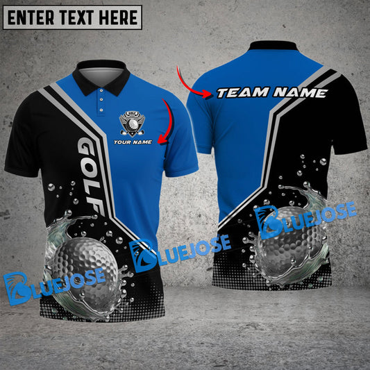 BlueJose Golf Water Splash Art Customized Name, Team Name 3D Shirts (4 Colors)