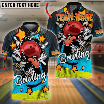 BlueJose Bowling And Pins Funny Ball Customized Name, Team Name 3D Shirt