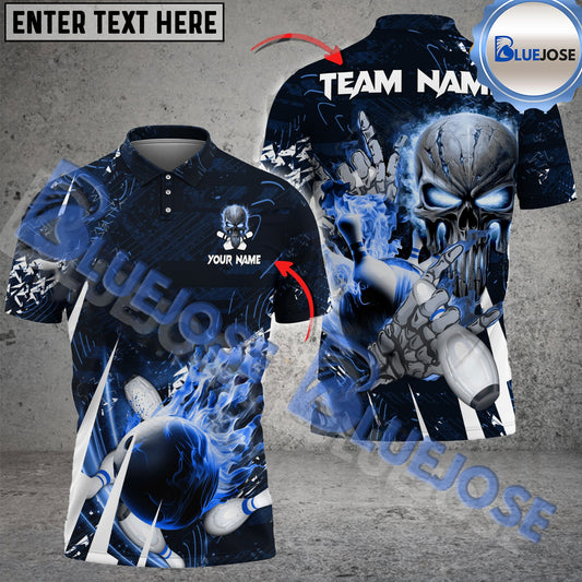 BlueJose Bowling And Pins Skull Of Punishment Customized Name 3D Shirt (4 Colors)