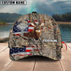 BlueJose Hunting Deer Camo Flag Pattern Multicolor Personalized Cap (USA and CANADA Flag)