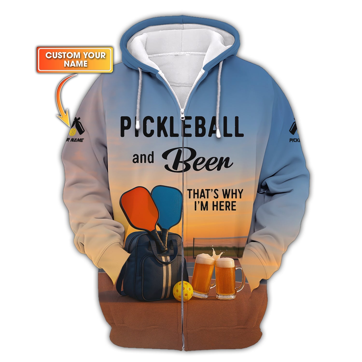 Custom Sunset Pickleball and Beer Shirt – That’s Why I’m Here Funny Gift Tee