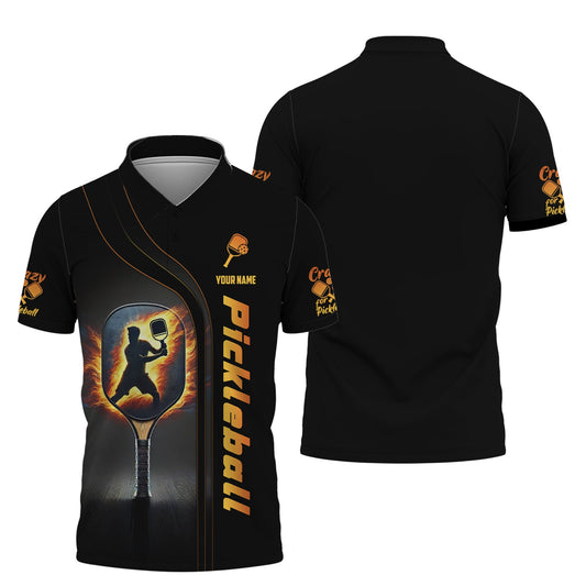 Custom Pickleball T Shirt, Crazy Pickleball Fire Effect, Gifts For Pickleball Players