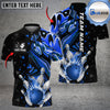 BlueJose Bowling And Pins Skull Fire Ball Multicolor Customized Name 3D Shirt ( 4 Colors )