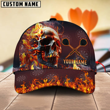 BlueJose Darts Flame Skull Personalized Name Cap (4 Colors)