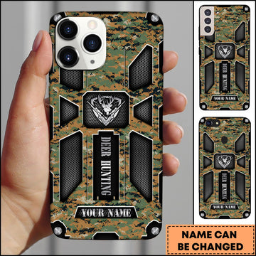BlueJose Hunting Phonecase Woodland Digital Camo Military Tactical Deer Logo Personalized Name 3D Phone Case