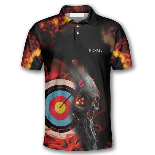 BlueJose On Fire Red Skull Personalized Name 3D Shirt