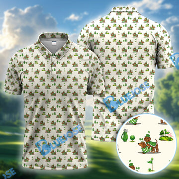 BlueJose St Patrick‚Äö√Ñ√¥s Day Dachshund Patrick Golf Shirt, Wiener Dog Golf Polos For Men, Golf Gift For Golfer
