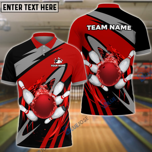 BlueJose Vortex Bowling And Pins Customized Name, Team Name 3D Shirt (4 Colors)