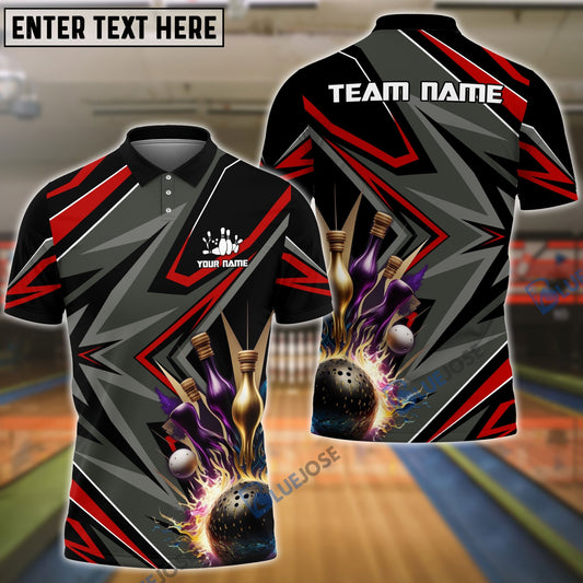 BlueJose Bowling And Pins Classic Pattern Pattern Customized Name 3D Shirt (5 Colors)