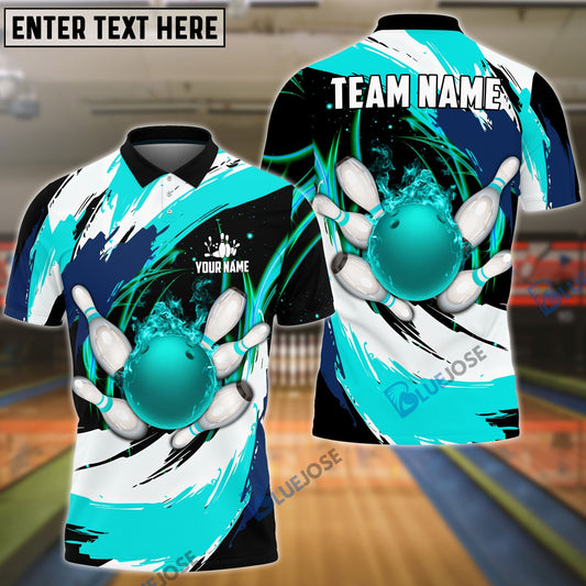 BlueJose Bowling Color Wave Customized Name, Team Name 3D Shirt (4 Colors)