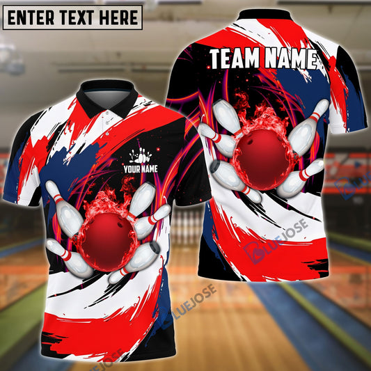 BlueJose Bowling Color Wave Customized Name, Team Name 3D Shirt (4 Colors)
