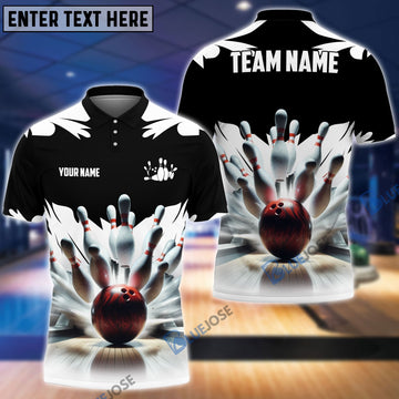 BlueJose Bowling And Pins Ice Age Pattern Customized Name Women Polo Shirt (5 Colors)