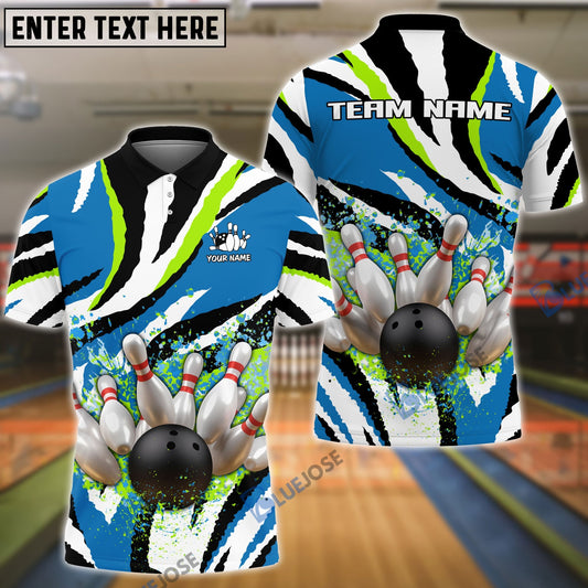 BlueJose Bowling and Pins Ink Color Customized Name, Team Name 3D Shirt