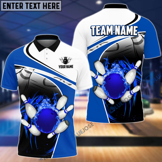 BlueJose Bowling and Pins Broken Multicolor Personalized Name Team Name 3D Shirt, Personalized Shirts For Bowling Players