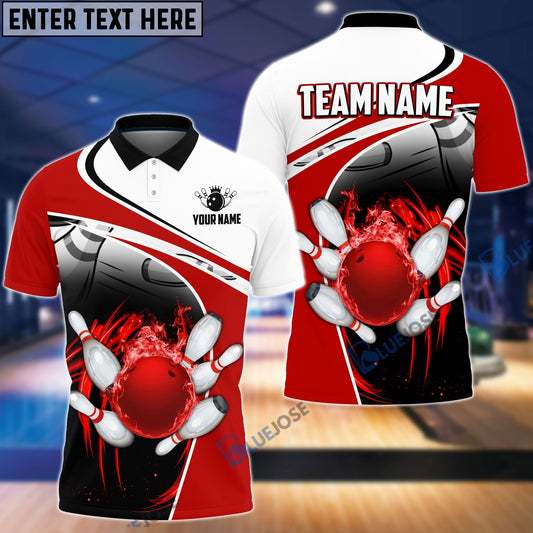 BlueJose Bowling and Pins Broken Multicolor Personalized Name Team Name 3D Shirt, Personalized Shirts For Bowling Players