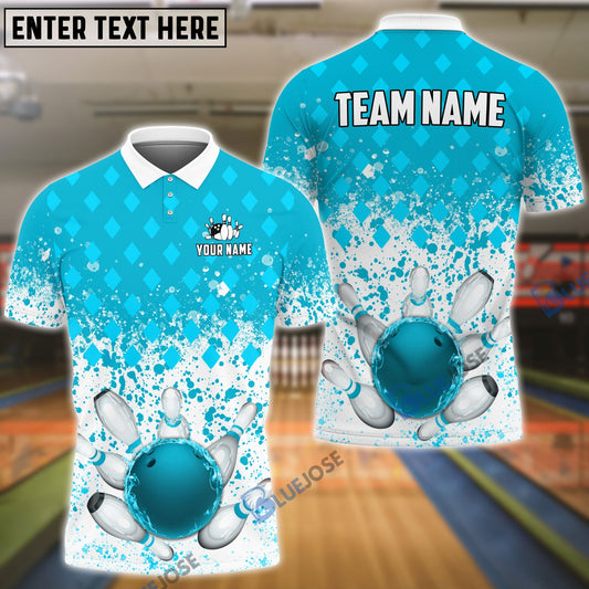 BlueJose Bowling And Pins Ink Color Pattern Customized Name 3D Shirt (4 Colors)