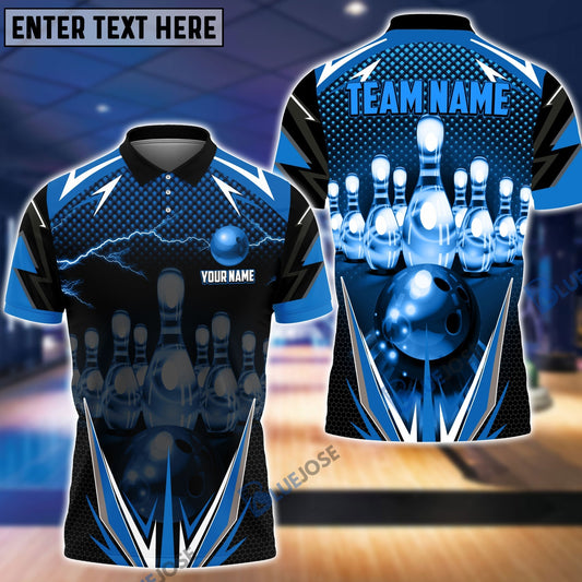 BlueJose Thunder Bowling and Pins Multicolor Personalized Name Team Name 3D Shirt (6 Colors), Personalized Shirts For Bowling Players