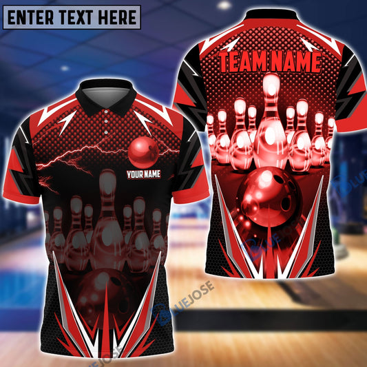 BlueJose Thunder Bowling and Pins Multicolor Personalized Name Team Name 3D Shirt (6 Colors), Personalized Shirts For Bowling Players