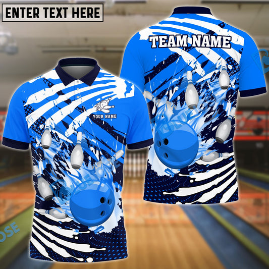 BlueJose Bowling And Pins Skull Hand Pattern Customized Name 3D Shirt (4 Colors)