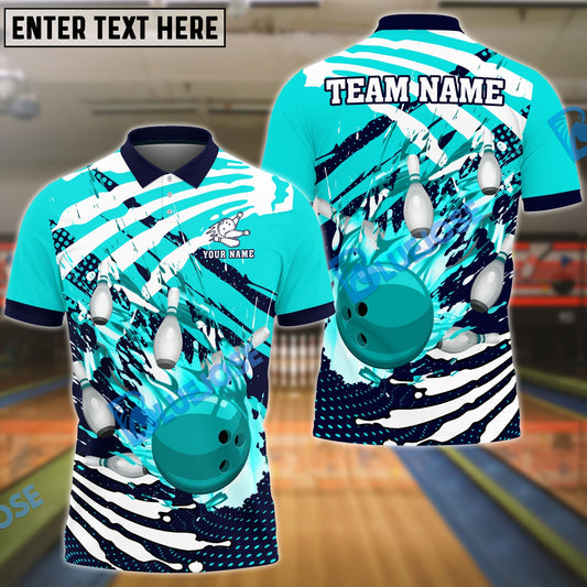 BlueJose Bowling And Pins Skull Hand Pattern Customized Name 3D Shirt (4 Colors)