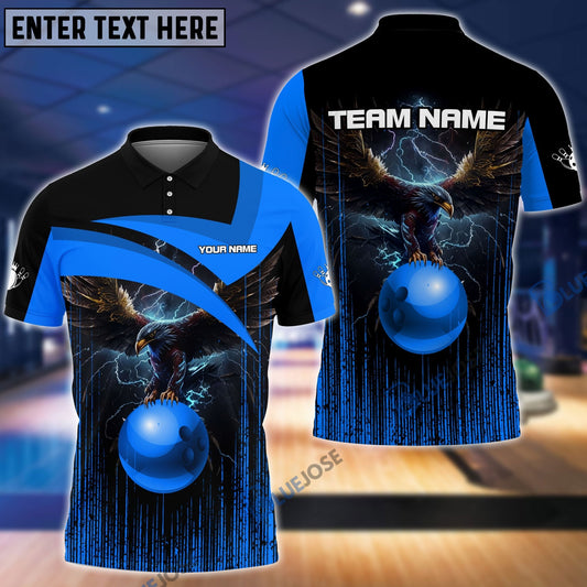 BlueJose Bowling And Pins Premium Eagle Customized Name 3D Shirt (4 Colors), Personalized Shirts For Bowling Players