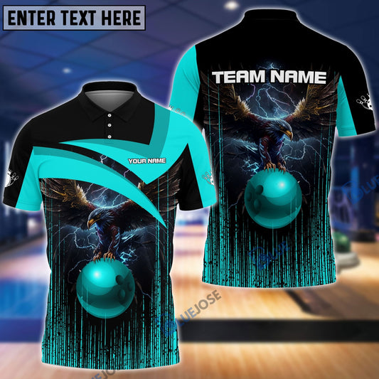 BlueJose Bowling And Pins Premium Eagle Customized Name 3D Shirt (4 Colors), Personalized Shirts For Bowling Players