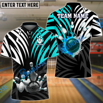 BlueJose Bowling And Pins Color Crown Pattern Customized Name 3D Shirt (4 Colors)