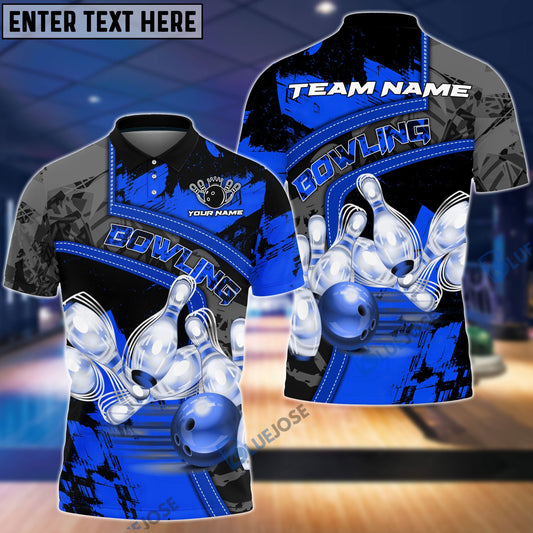 BlueJose Bowling Ball And Pins Multicolor Personalized Name 3D Shirt