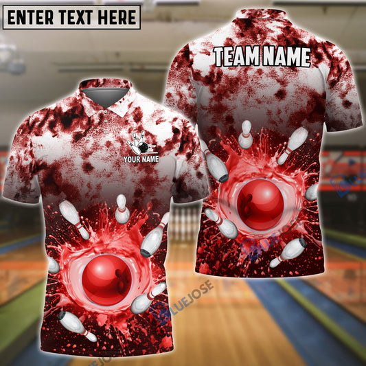 BlueJose Bowling And Pins Tie-Dye Pattern Customized Name, Team Name 3D Shirt (4 Colors)
