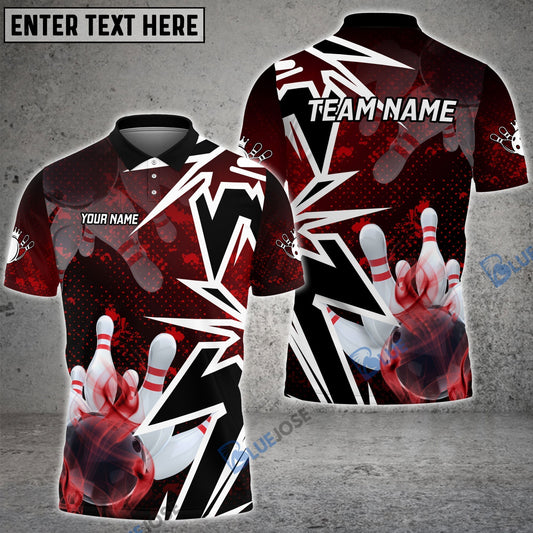 BlueJose Bowling And Pins Smoke Premium Customized Name 3D Shirt (4 Colors) Personalized Shirts For Bowling Players