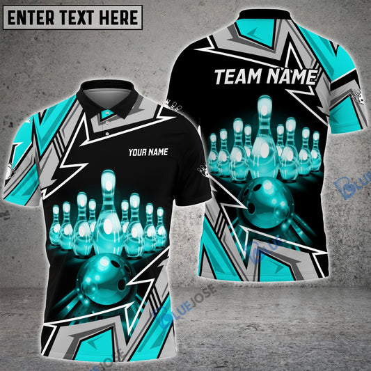 BlueJose Bowling And Pins Premium Super Customized Name 3D Shirt (4 Colors) Personalized Shirts For Bowling Players