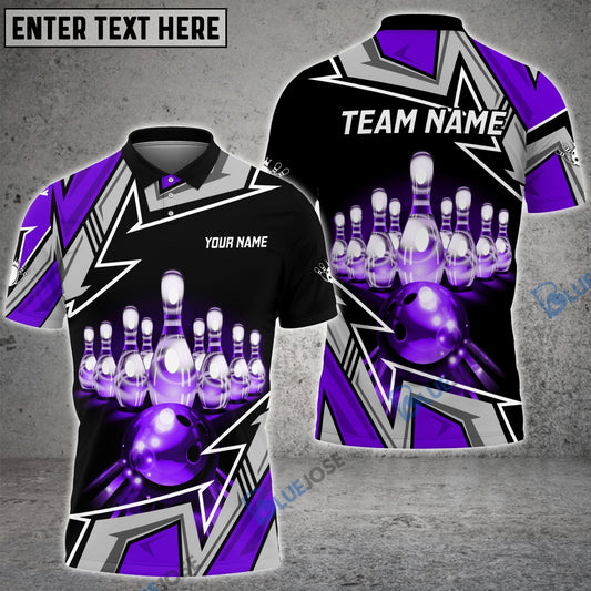 BlueJose Bowling And Pins Premium Super Customized Name 3D Shirt (4 Colors) Personalized Shirts For Bowling Players