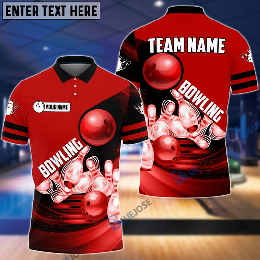 BlueJose Bowling and Pins Colorful Personalized Name Team Name 3D Shirt (4 Colors)