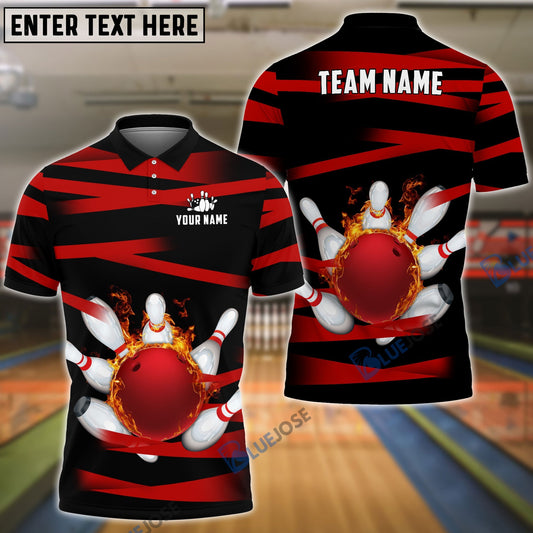BlueJose Bowling And Pins Power Customized Name, Team Name 3D Shirt (5 Colors)