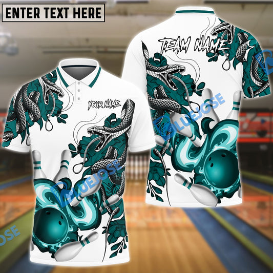 BlueJose Bowling And Pins Snake Pattern Customized Name 3D Shirt (4 Colors)