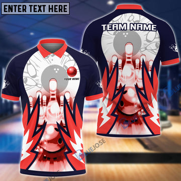 BlueJose Bowling And Pins Wing Pattern Customized Name, Team Name 3D Shirt (4 Colors)