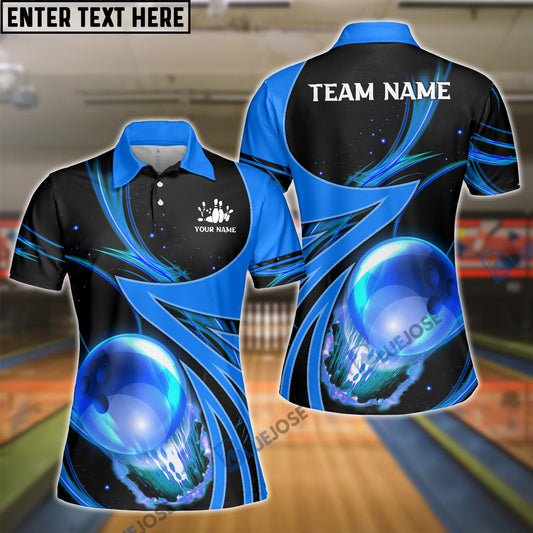 BlueJose Bowling And Pins Galaxy Pattern Customized Name, Team Name 3D Shirt for Women (4 Colors)