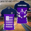 BlueJose Bowling And Pins Flag Pins Pattern Customized Name 3D Shirt (5 Colors)