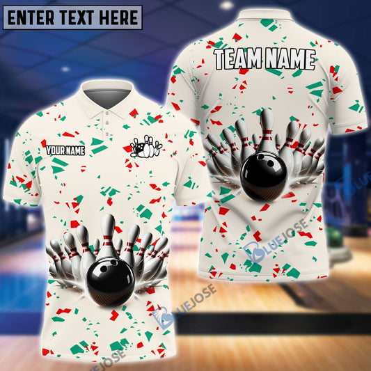 BlueJose Bowling and Pins Cool Flourishing Customized Name, Team Name 3D Shirt