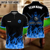 BlueJose Billiards 8-Ball Fire Pattern Blue Shirt For Kids