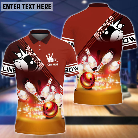 BlueJose Red Bowling Ball Crashing into the Pins Personalized Name 3D Shirt  Personalized Shirts For Bowling Players